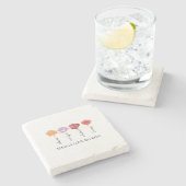 Personalisierte Mamas Liebe blüht auf Steinuntersetzer (Seitenansicht)