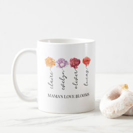 Personalisierte Mamas Liebe blüht Geburtsmonat-Blu Kaffeetasse