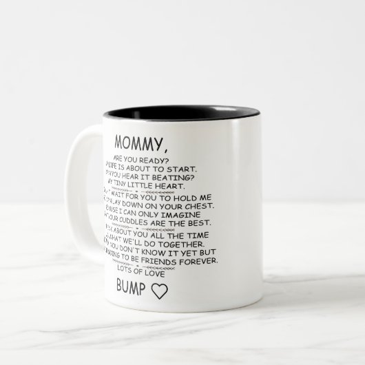 Personalisierte Mami, die aus dem Baby-Bump sein s Zweifarbige Tasse (Vorderseite Links)