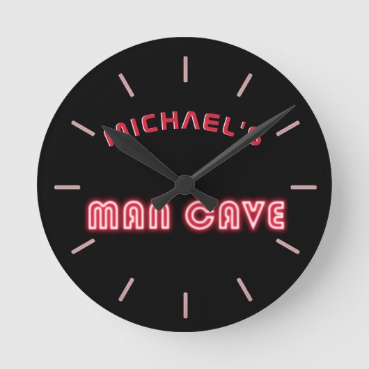 Personalisierte Mancave Bar Den Men Only Neonuhr Runde Wanduhr (Vorderseite)