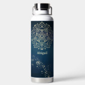 Personalisierte Mandala Blue and Gold Meditation Trinkflasche (Rückseite)