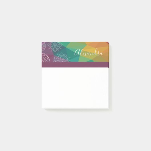 Personalisierte Mandala-Regenbogenpost Post-it Klebezettel (Vorderseite)