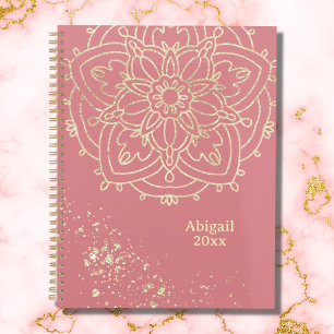 Personalisierte Mandala Rose Rosa Gold Meditation Planer