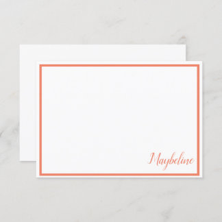 Personalisierte Mandarine und weiße Mitteilungskar Einladung