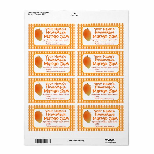 Personalisierte Mango Jam Canning Jar Labels Stick (Vorne)