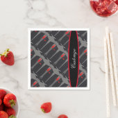 Personalisierte Männer Schwarzer Anzug & Rote Kraw Serviette (Beispiel)