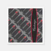 Personalisierte Männer Schwarzer Anzug & Rote Kraw Serviette (Vorderseite)