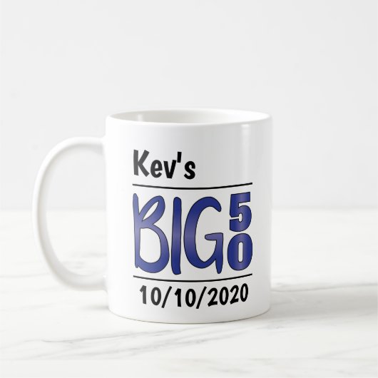 Personalisierte männliche "Big 50"-Tasse Kaffeetasse (Links)