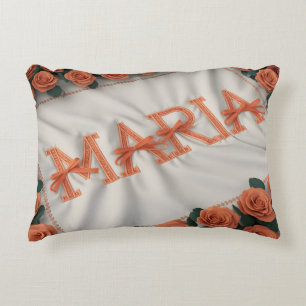 Personalisierte Maria Fleece Blanket mit orangefar Dekokissen