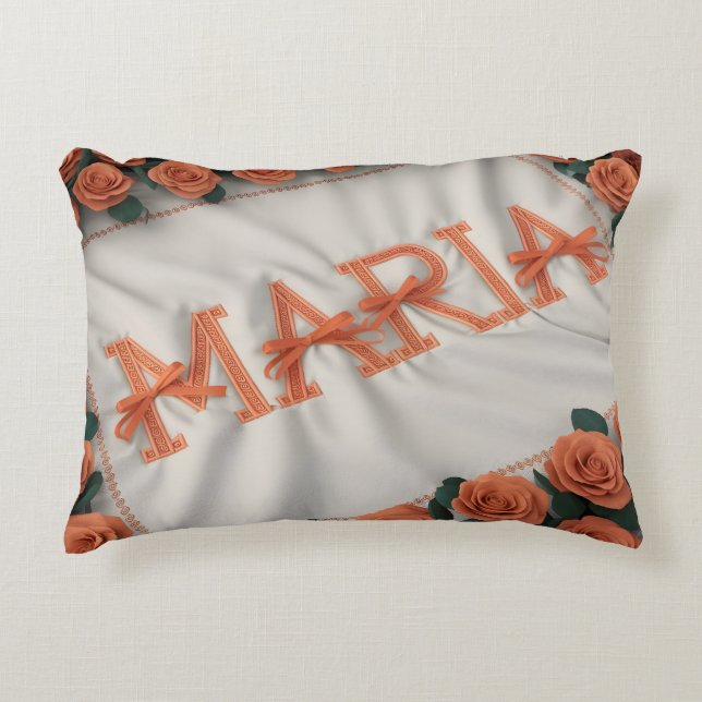 Personalisierte Maria Fleece Blanket mit orangefar Dekokissen (Vorderseite)
