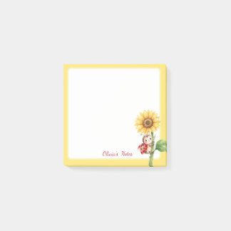 Personalisierte Marienkäfer-Sonnenblumen-Notizzett Post-it Klebezettel