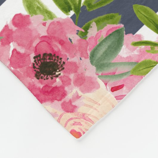 Personalisierte Marine-gestreifte Blumendecke Fleecedecke (Ecke)