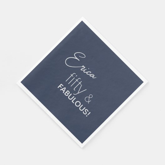 Personalisierte Marine & Silver 50 & FABULOUS Serviette (Ecke)
