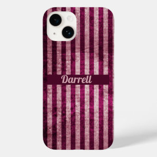 Personalisierte marine & staubige rosa Streifen Case-Mate iPhone 14 Hülle