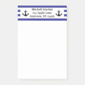 Personalisierte Marine-Streifen mit Ankern Post-it Klebezettel (Vorderseite)