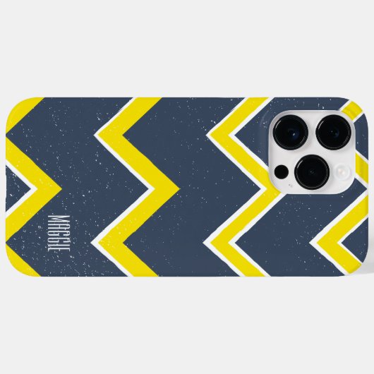 Personalisierte Marine und gelb moderne Preppy Case-Mate iPhone Hülle (Rückseite (Horizontal))