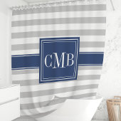 Personalisierte Marine und Graustreifen Duschvorhang