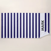 Personalisierte Marine und Weiß Strandtuch (Vorderseite)