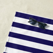 Personalisierte Marine und Weiß Strandtuch (Beispiel)