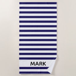 Personalisierte Marine und Weiß Strandtuch