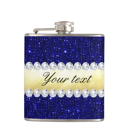 Personalisierte Marineabläufe, Gold, Diamanten Flachmann (Vorderseite)