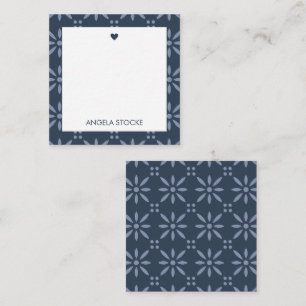 Personalisierte marineblaue Retro-Blume Mitteilungskarte