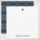 Personalisierte marineblaue Retro-Blumenbeilage Mitteilungskarte