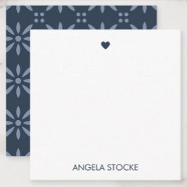 Personalisierte marineblaue Retro-Blumenbeilage Mitteilungskarte