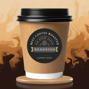 Personalisierte Markenbildung Schwarzer Kaffee  Runder Aufkleber