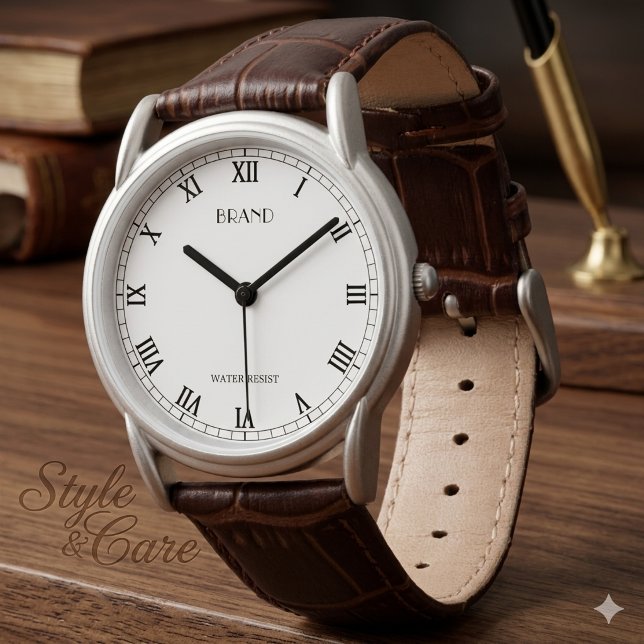 Personalisierte Markenleder - Klassischer Braunled Armbanduhr (Personalized Brand Men's Classic Brown Leather Watch)