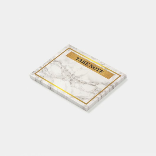 Personalisierte Marmor nehmen Kenntnis mit Post-it Klebezettel (angewinkelt)