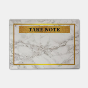 Personalisierte Marmor nehmen Kenntnis mit Post-it Klebezettel