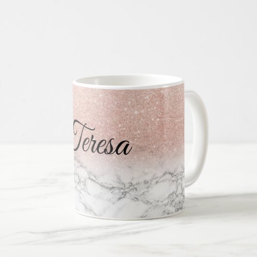 Personalisierte Marmorschein-Tasse Kaffeetasse (VorderseiteRechts)