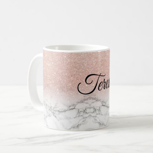 Personalisierte Marmorschein-Tasse Kaffeetasse (Vorderseite Links)