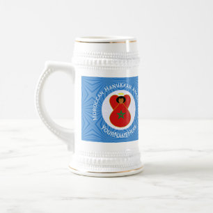 Personalisierte marokkanische Chanukka-Engelsflagg Bierglas