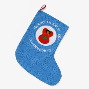 Personalisierte marokkanische Chanukka-Engelsflagg Großer Weihnachtsstrumpf