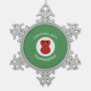 Personalisierte marokkanische Weihnachts-Engel-Fla Schneeflocken Zinn-Ornament