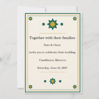 Personalisierte marokkanische Zellige-Hochzeitsein Einladung