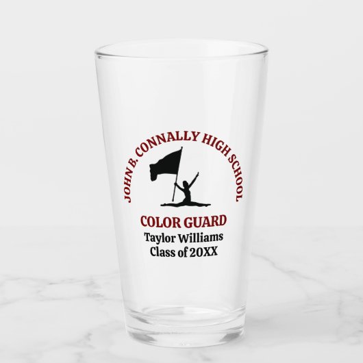 Personalisierte Maroon High School Color Guard Glas (Vorderseite)