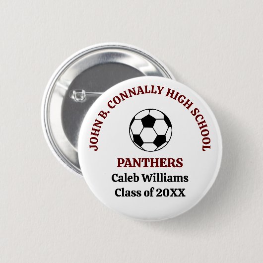 Personalisierte Maroon High School Fußballmannscha Button (Vorne & Hinten)