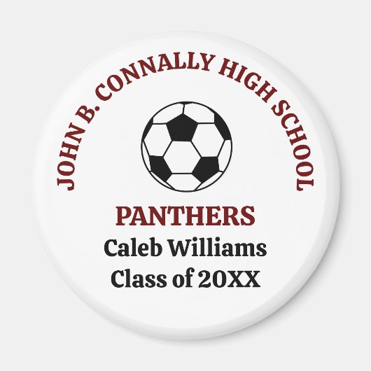 Personalisierte Maroon High School Fußballmannscha Magnet (Vorne)