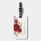 Personalisierte Marsala Bouquet Blumenschrift Gepäckanhänger (Vorderseite vertikal)