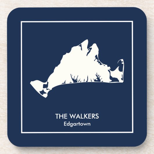 Personalisierte Martha's Vineyard Silhouette Getränkeuntersetzer (Vorderseite)