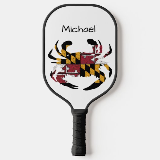 Personalisierte Maryland-Staatsflagge / Blauer Kre Pickleball Schläger (Rückseite)
