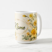 Personalisierte März-Geburtsblume Narzisse Kaffeetasse (VorderseiteRechts)