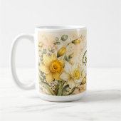 Personalisierte März-Geburtsblume Narzisse Kaffeetasse (Links)