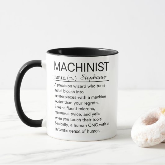Personalisierte Maschinenbauer-Definition Tasse (Mit Donut)