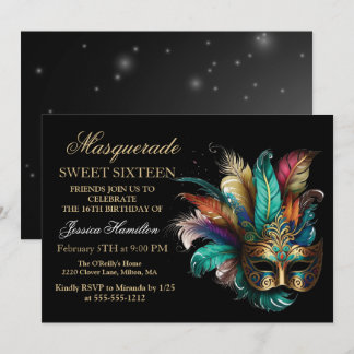 Personalisierte Maskenbildmaske Türkis Glitter Swe Einladung