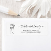 Personalisierte Mason Jar & Blume Rücksendeadresse (Insitu)