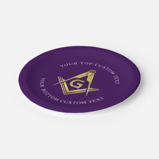 Personalisierte Masonic-Party-Lieferungen | Lila G Pappteller (Schrägansicht)